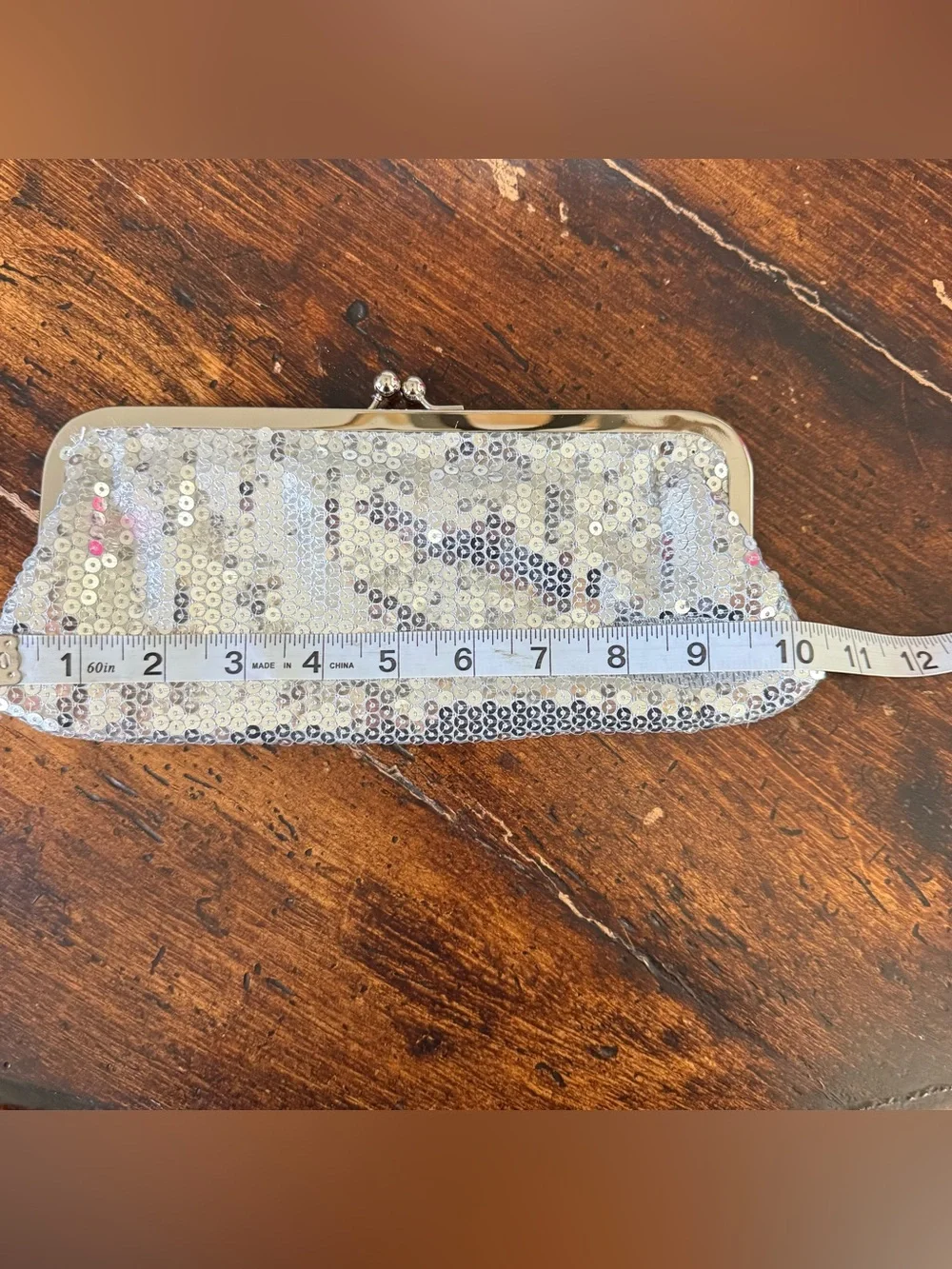Silver Sequin Clutch